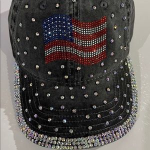 Bling  hat with American flag in rhinestone